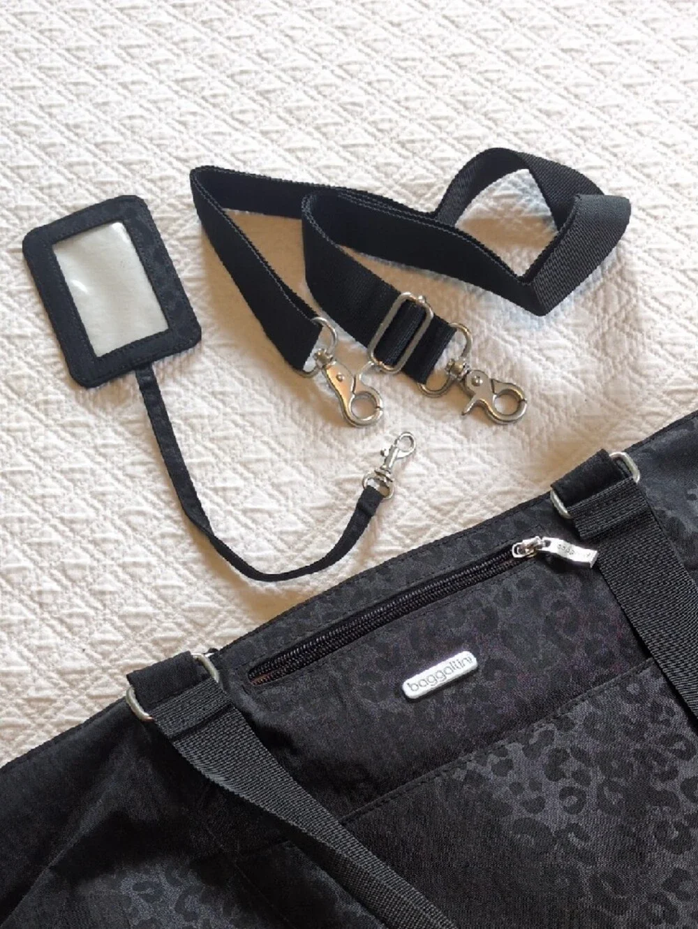 Baggallini Black Leopard-Print Laptop Tote